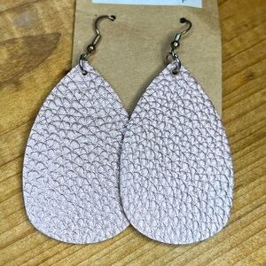 Pink faux leather earrings - lightweight rose pink shiny